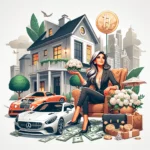 The image depicting a woman who has achieved significant wealth and is living a luxurious lifestyle due to her successful one-person flower delivery intermediary business has been created.